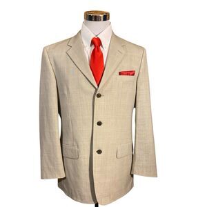 Luxury Vintage ML Blazer Windowpane Beige Men’s 40 Sport Coat Suit Jacket